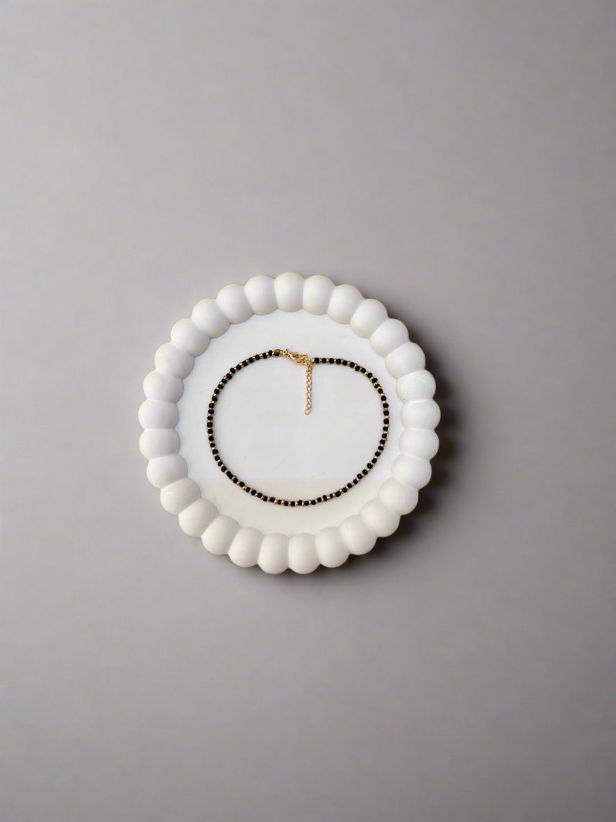 Black and Gold Bead Anklet