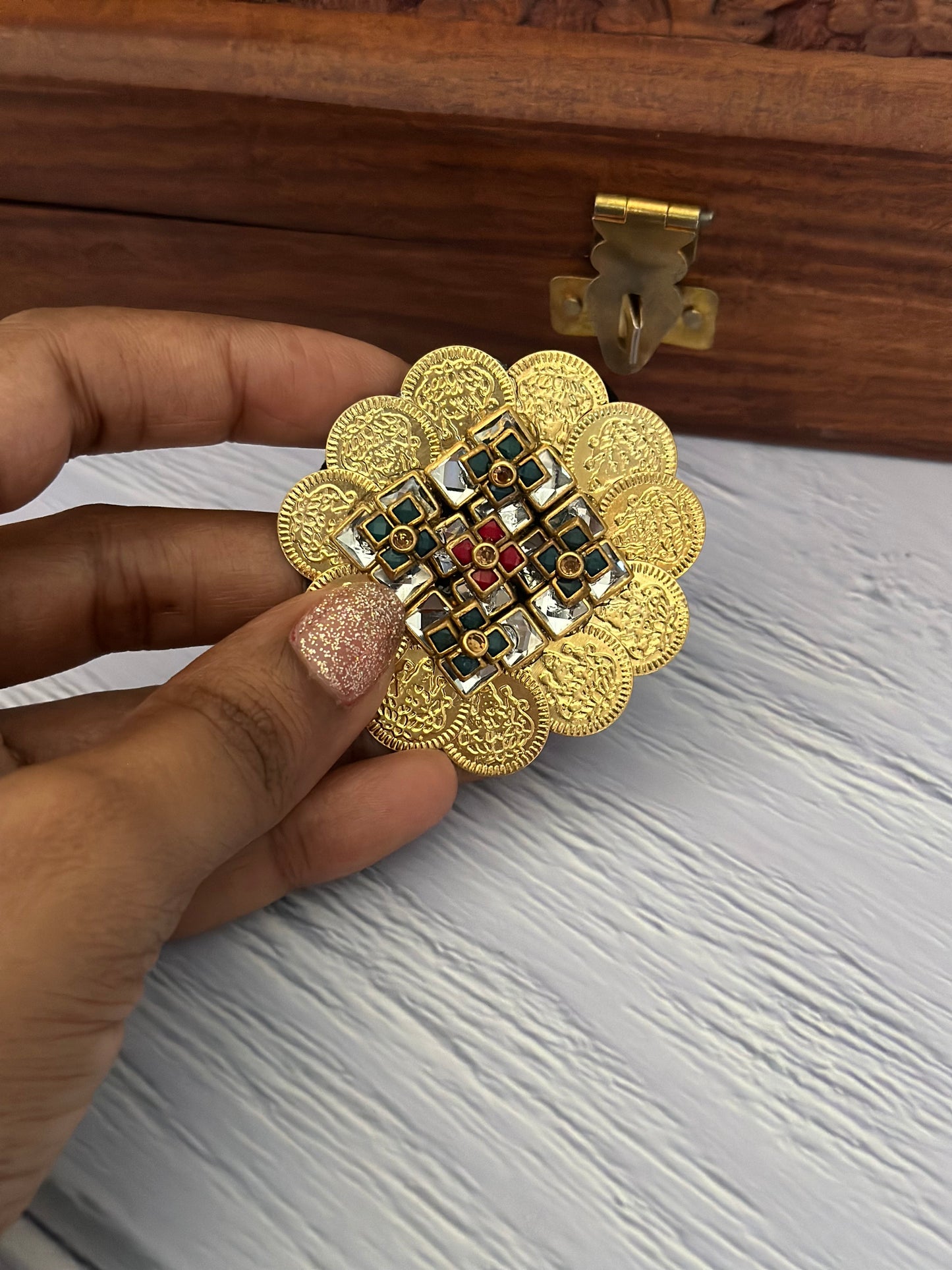 Traditional Coin and Kundan Rubber Band/Hair Tie