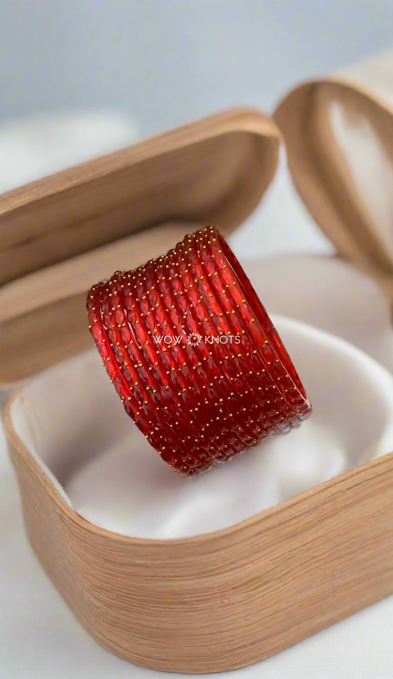 Orange Rain Drop Glass Bangles