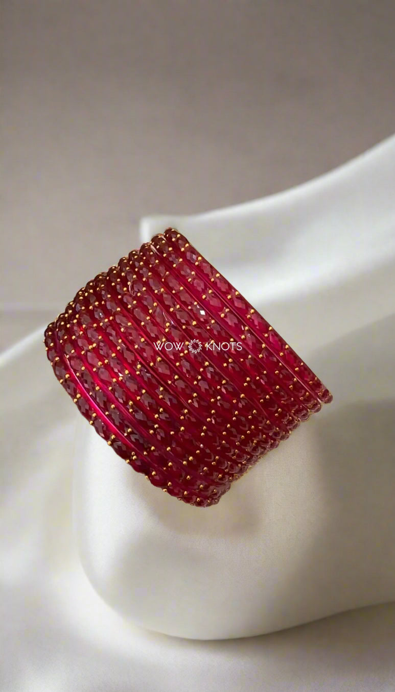 Rani Pink Rain Drop Glass Bangles