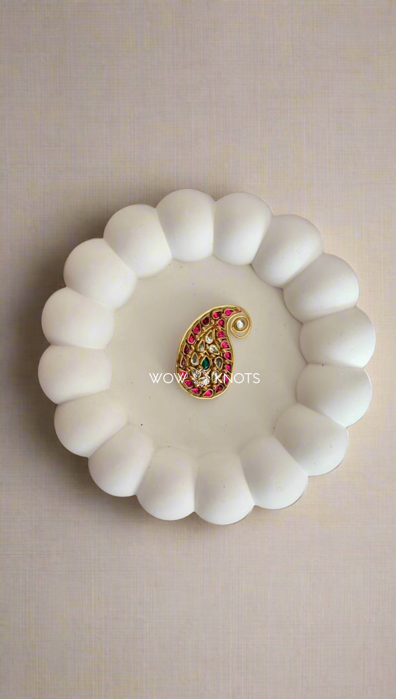 Mango Shaped Kundan Saree Pin/Brooch