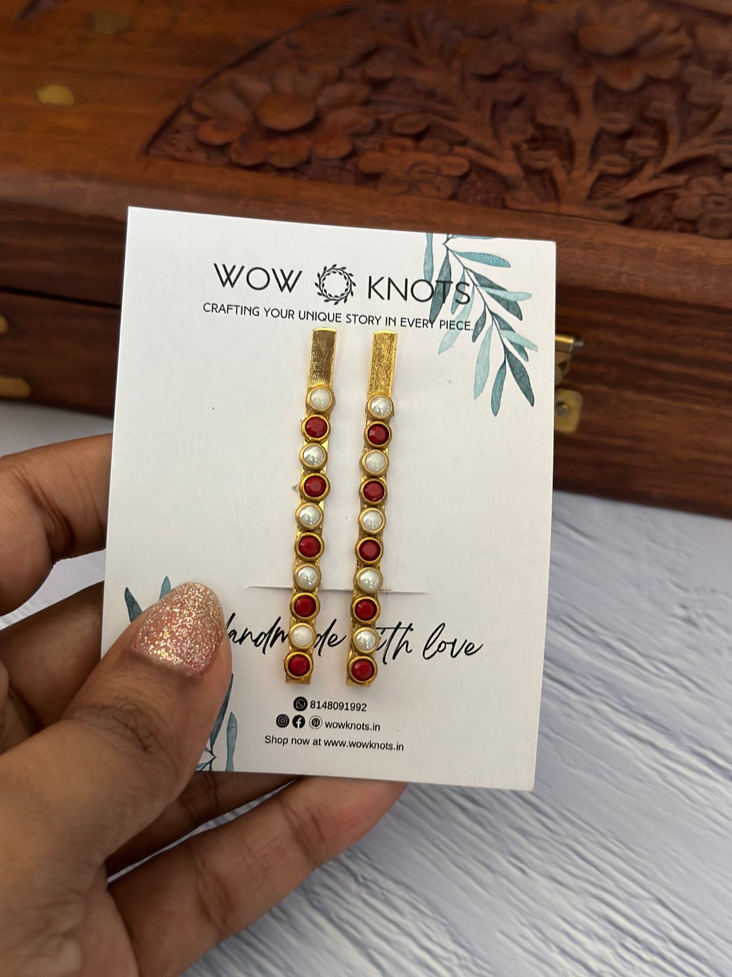 Round Kundan Hair Pin