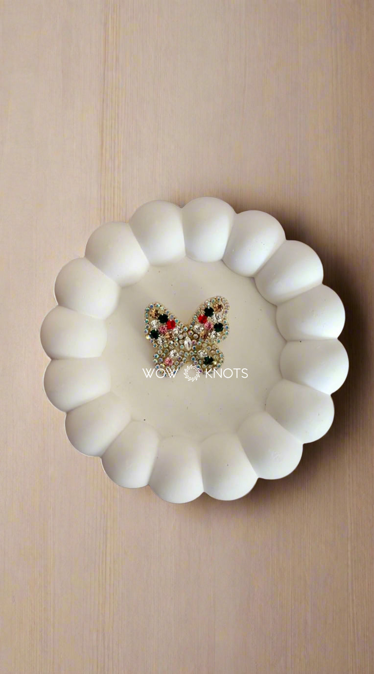 Scattered Stones and Beads Butterfly Brooch/Saree Pin