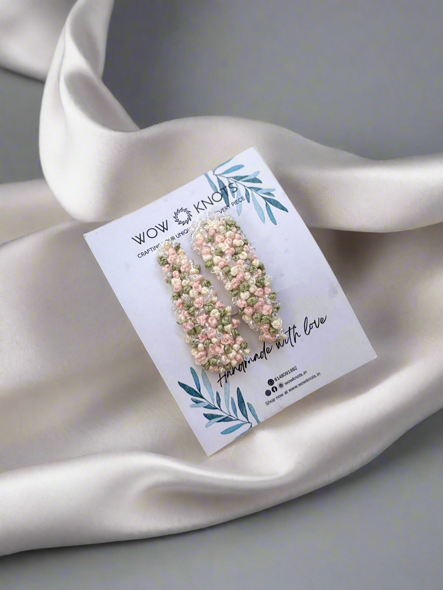 Pink Embroidery Hair Clip