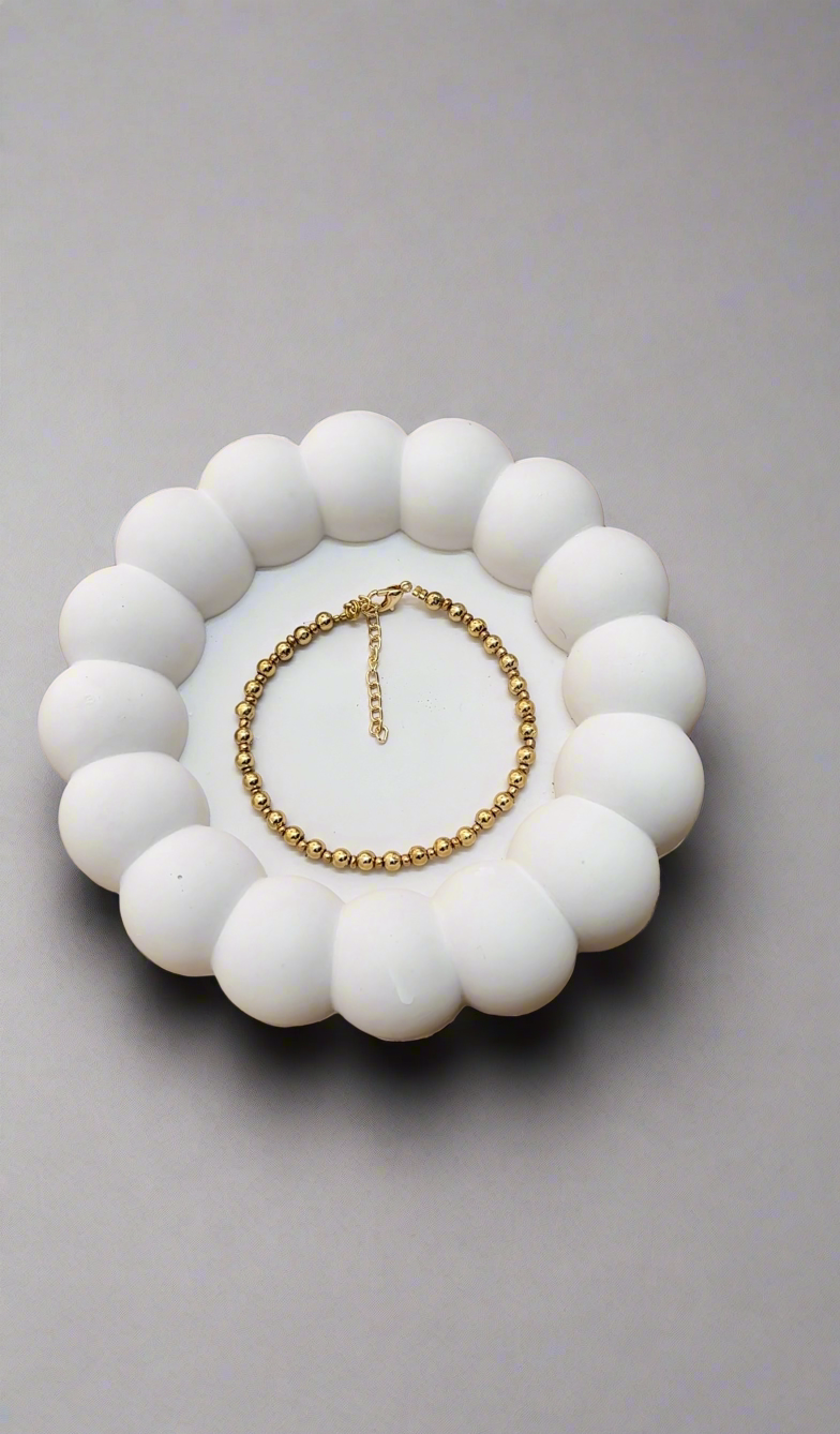 Gold Pearl Bead and Seed Bead Bracelet