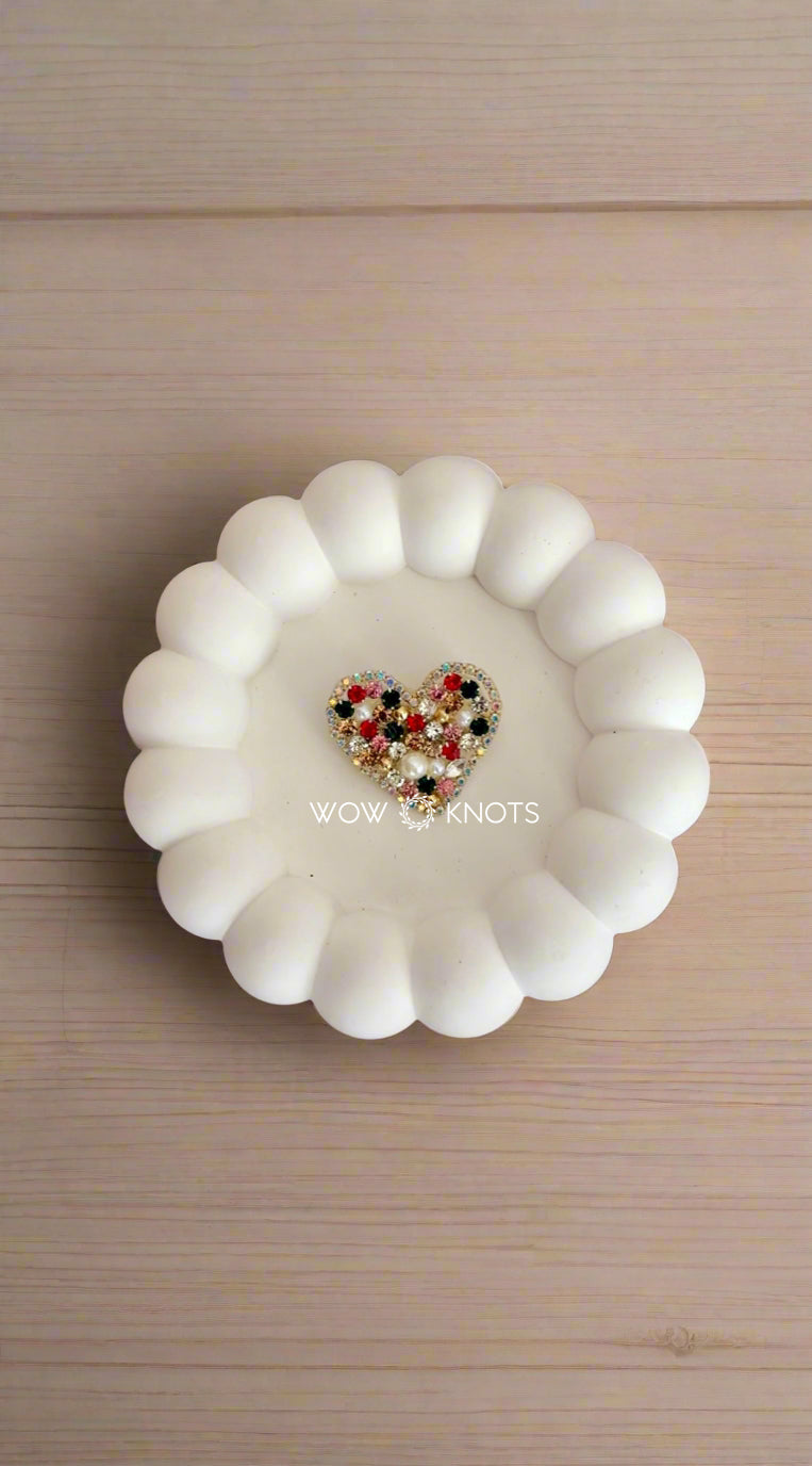 Scattered Stones and Beads Heart Brooch/Saree Pin