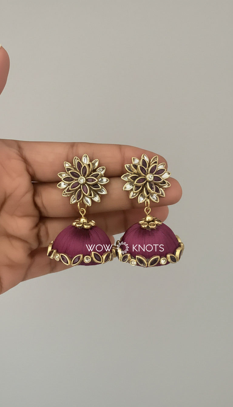 Wine Leaf Kundan Stud with Jhumka