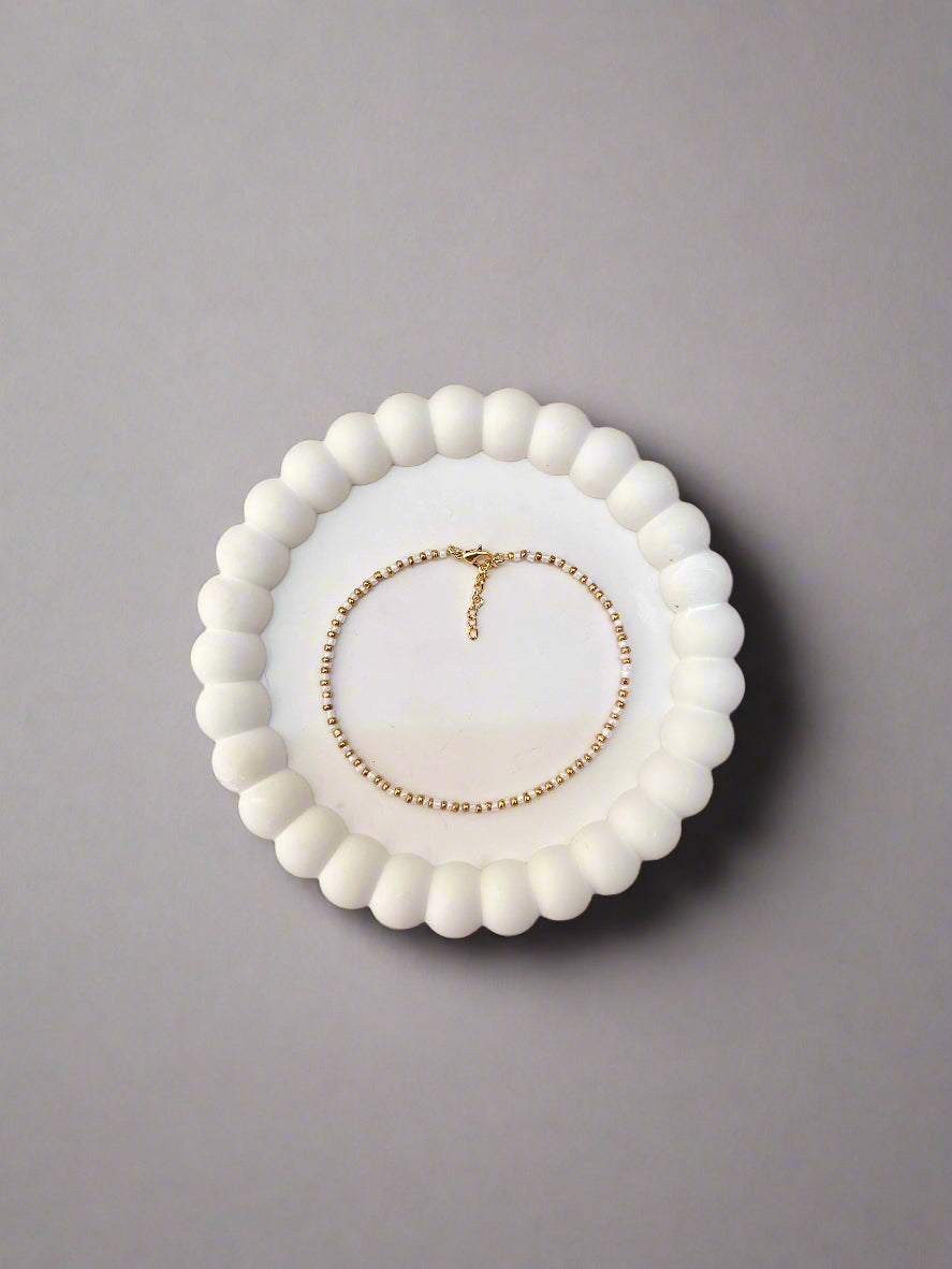 White and Gold Bead Anklet/ Bracelet/ Chocker