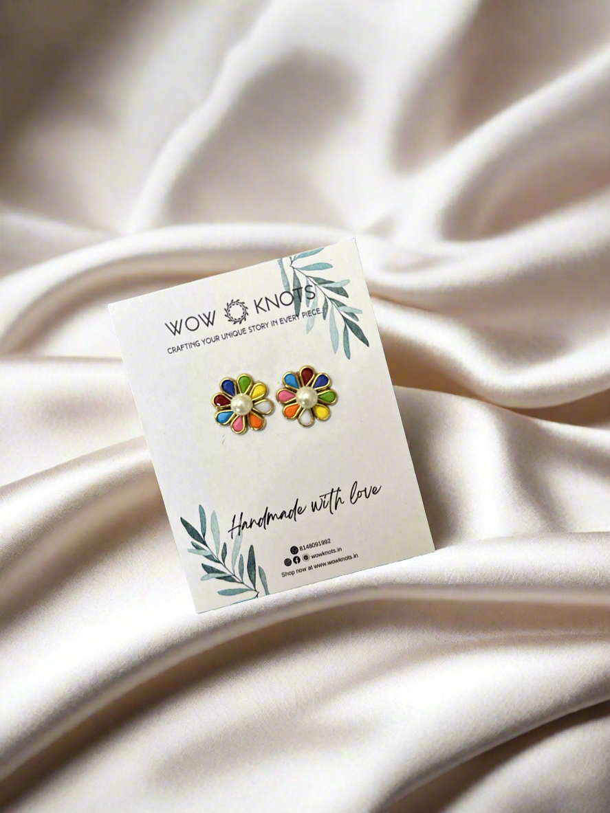 Multicolour Drop Kundan Studs/Earrings