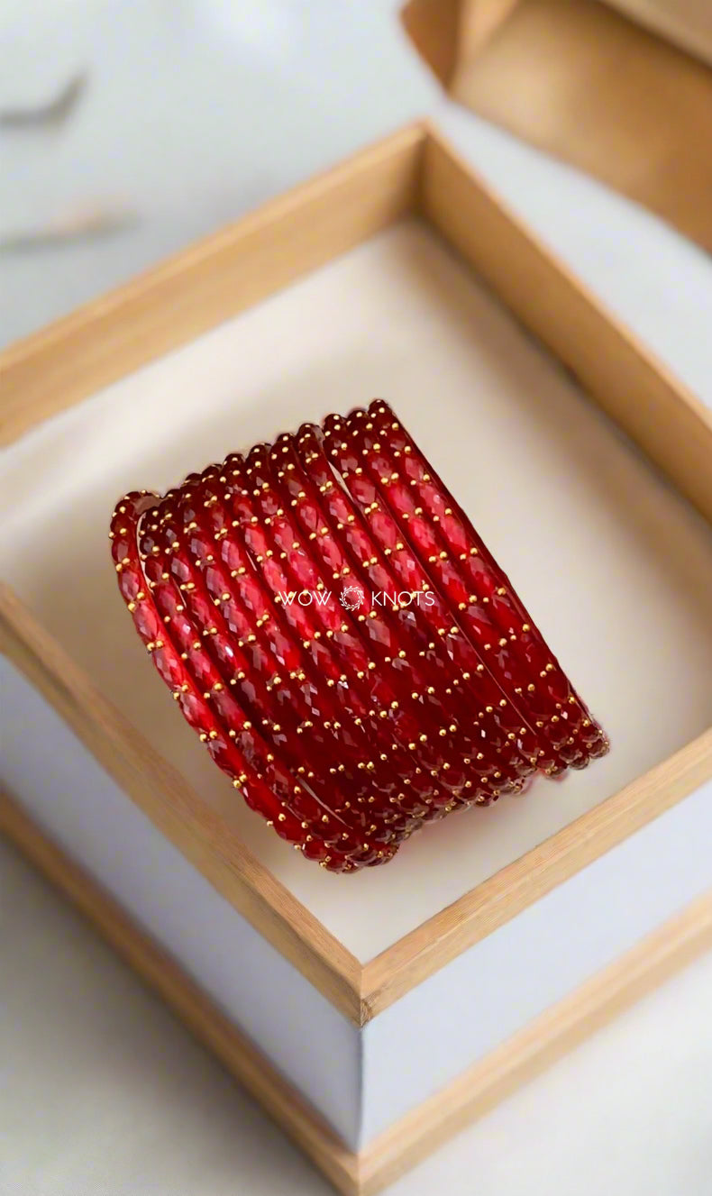 Red Rain Drop Glass Bangles