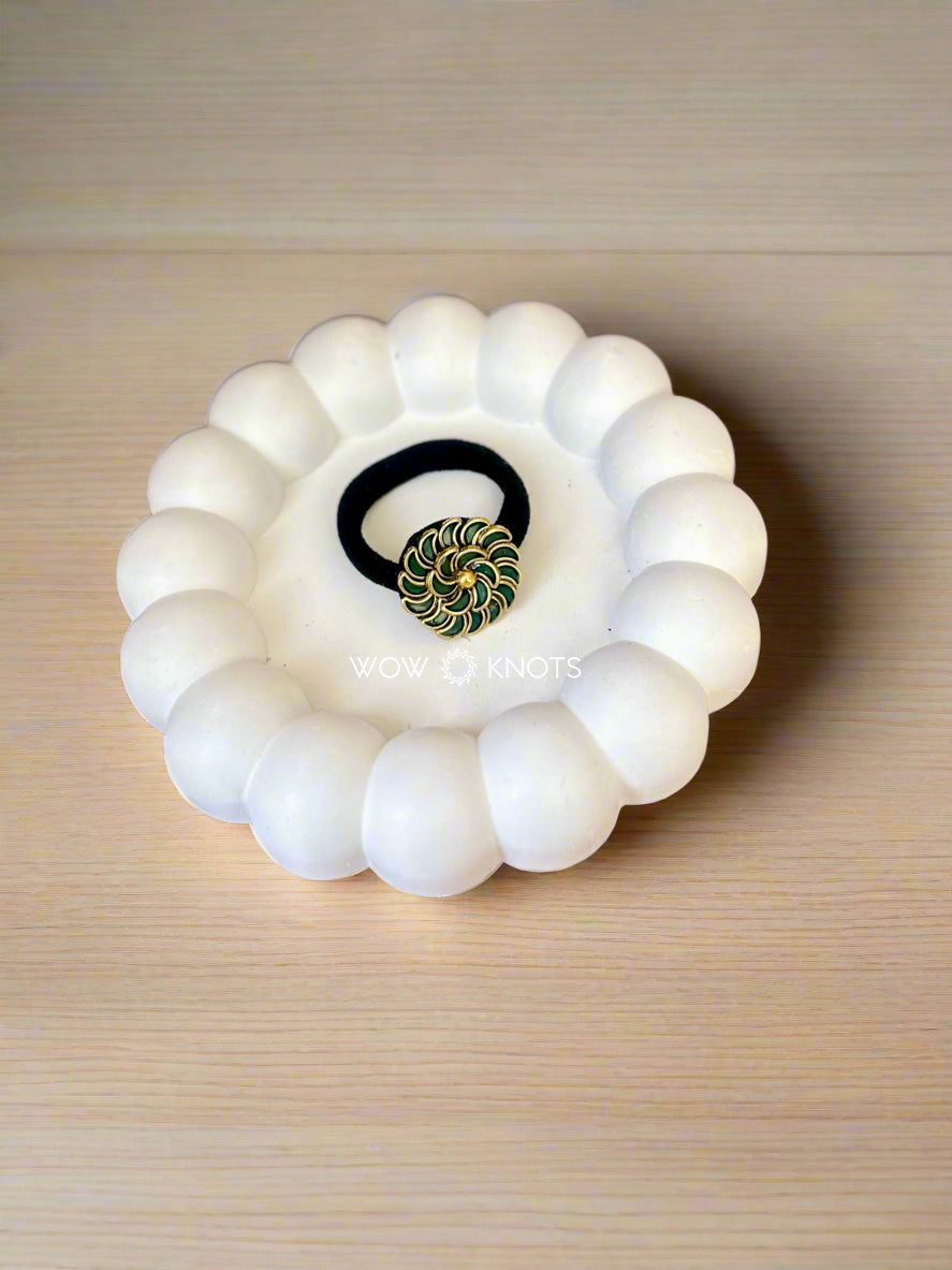 Small Chandra Chakra Green Hair Tie