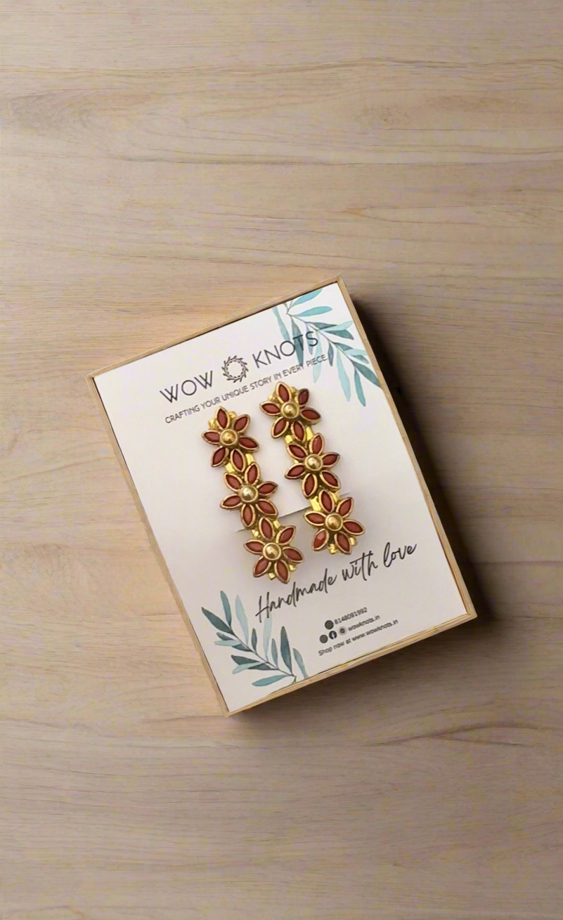 Brown and Gold Kundan Hair Clip