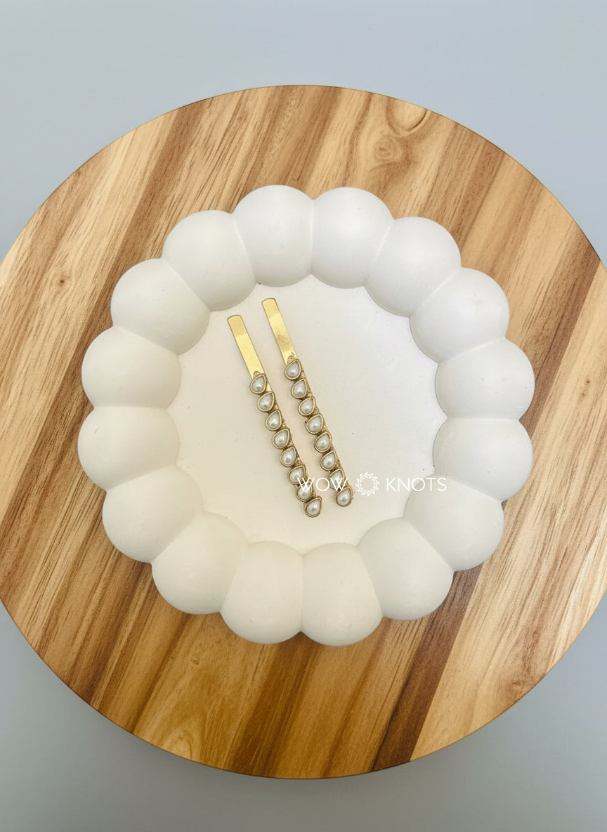 Sided Drop Kundan Hair Pin