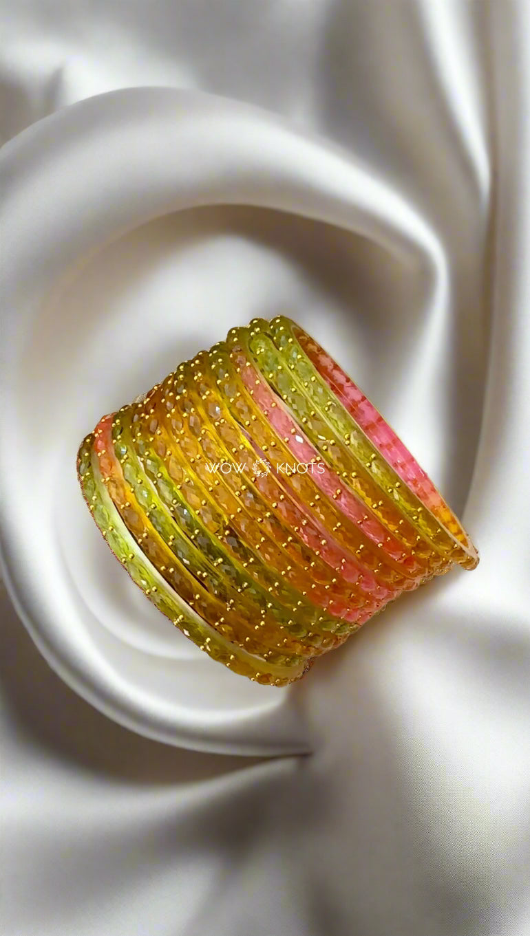 Rainbow Rain Drop Glass Bangles
