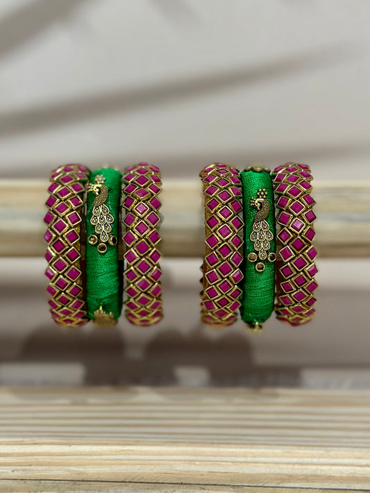 Kids Kundan Bangle Set - Mayil