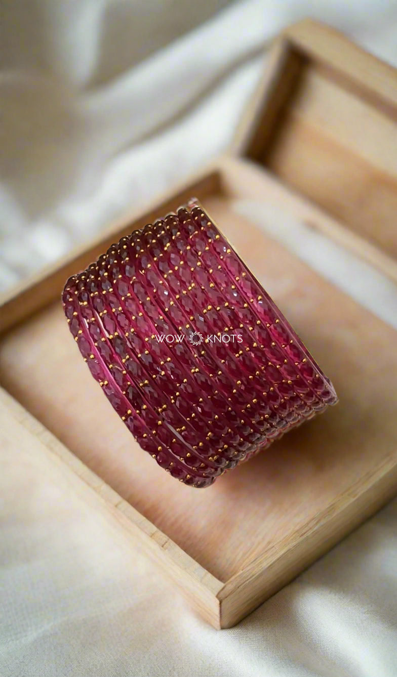 Onion Pink Rain Drop Glass Bangles
