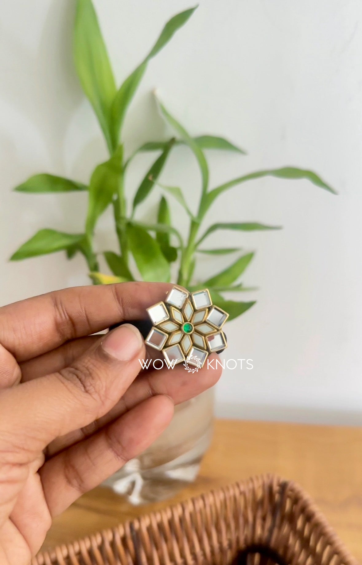 Small Diamond Flower Kundan Rubber Band/Hair Tie