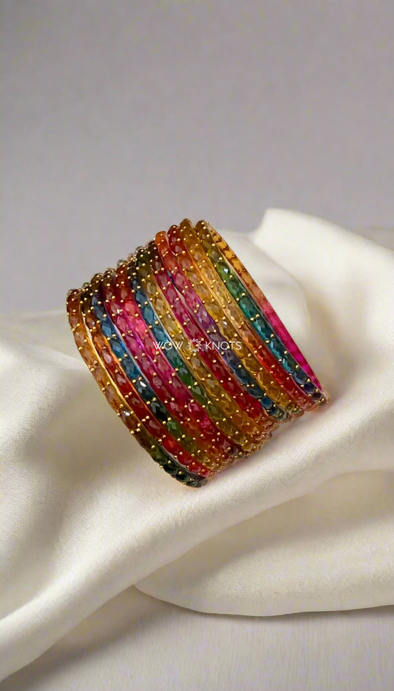 Dark Rainbow Rain Drop Glass Bangles