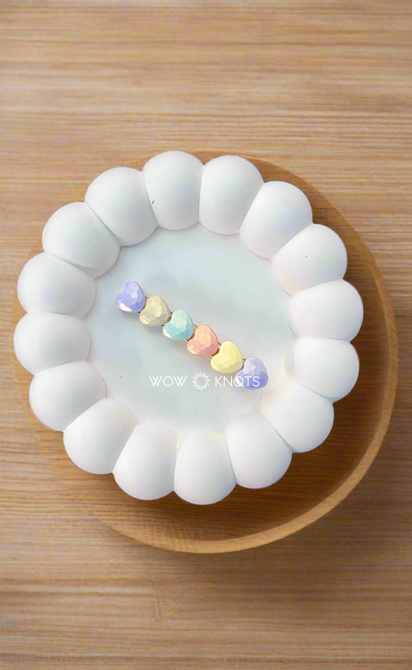 Pastel Multicolour Heart Bead Alligator Hair Clip