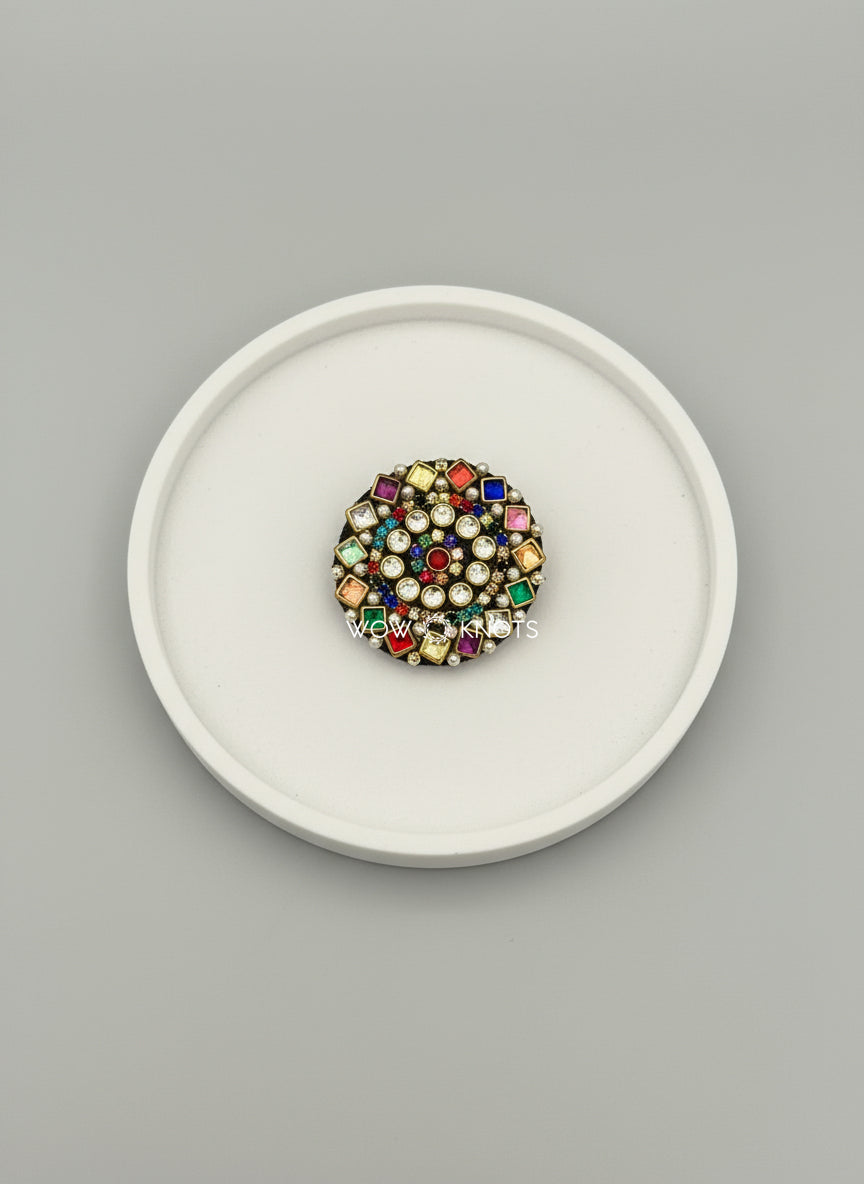 Multi colour Square Kundan Rubber Band/Hair Tie