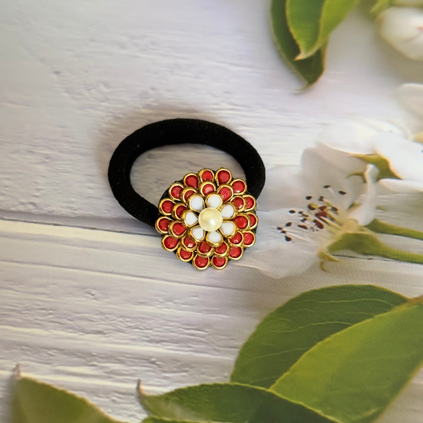 Kundan Rubber Band/Hair Tie - Daisy 01