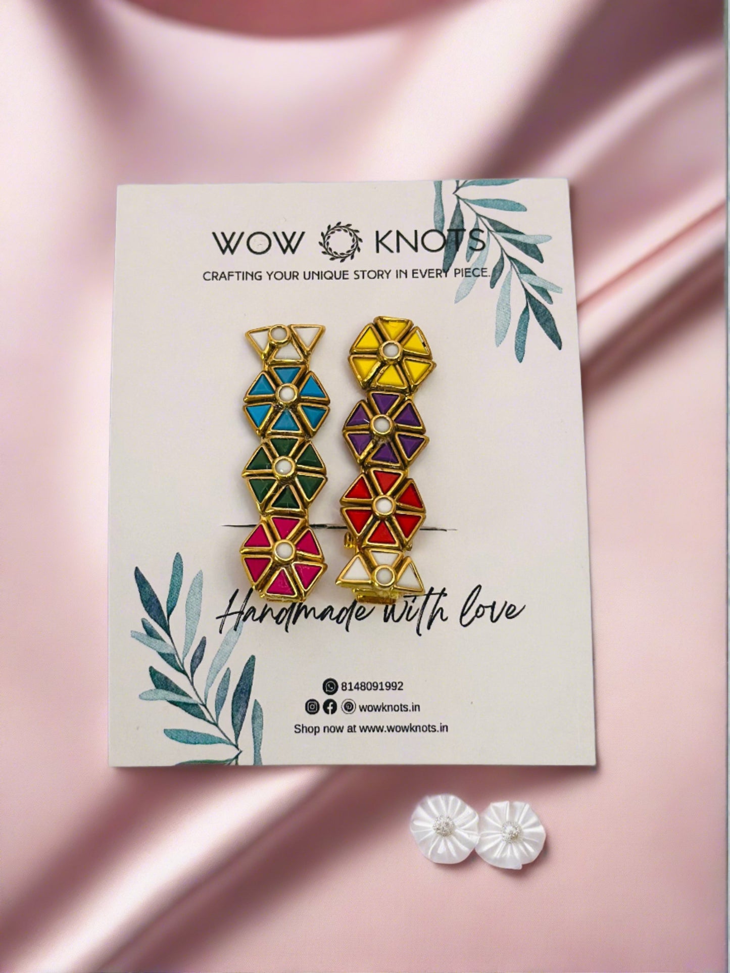Alligator Kundan Hair Clips/ Kundan Hair Accessories/Kundan Hair Clips/Multicolour Elegant Circles Alligator Hair Clips(Multicolour Traingle Shaped Kundans)