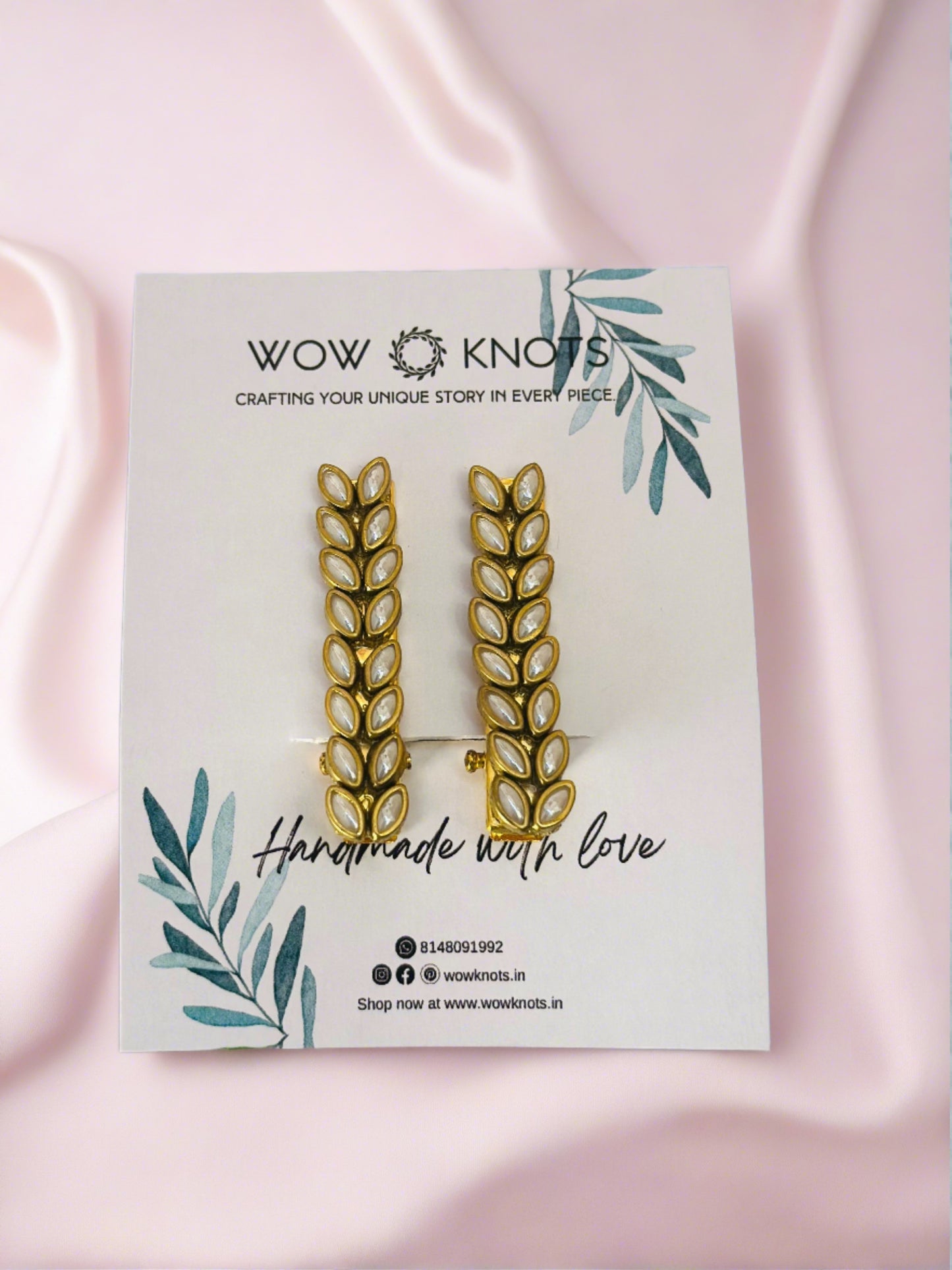 Pearl White Alligator Kundan Hair Clips/Kundan Hair Accessories/Kundan Hair Clips(Pearl White Kundans)