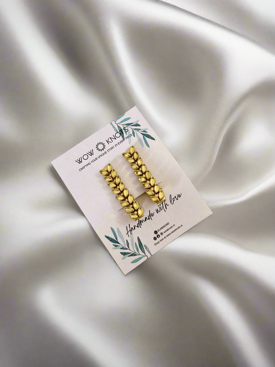 Glossy Yellowish Green Kundan Hair Clip