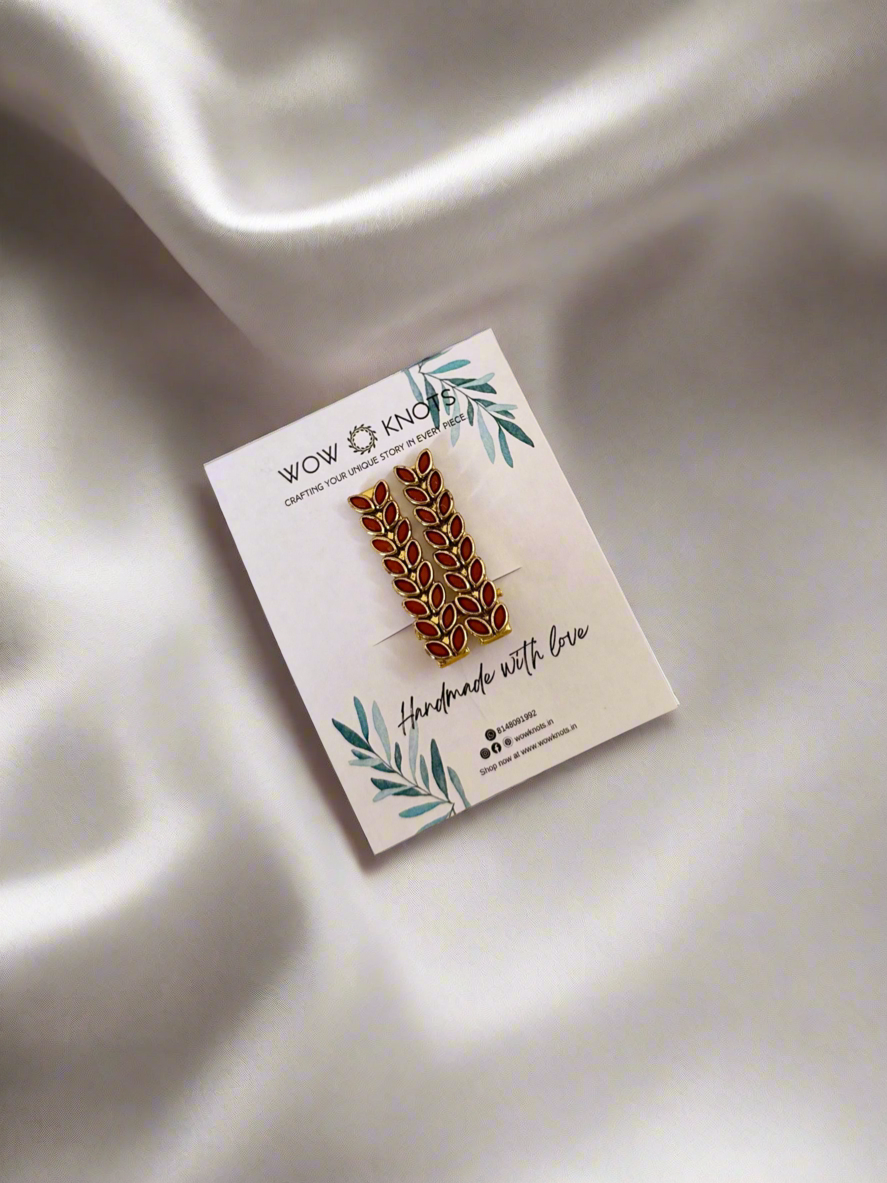 Brown Kundan Hair Clip