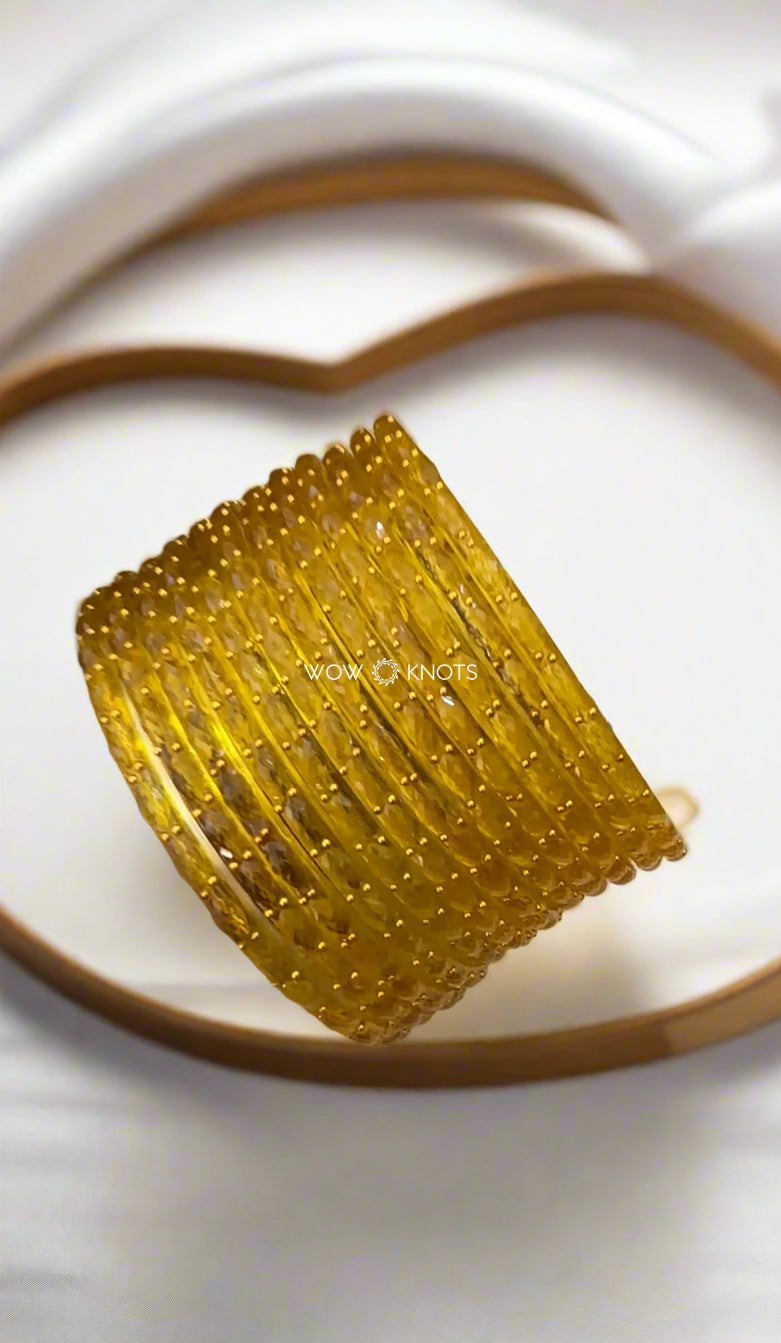 Yellow Rain Drop Glass Bangles