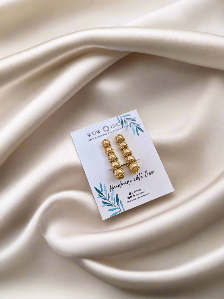 Gold Kundan Hair Clips - Heart