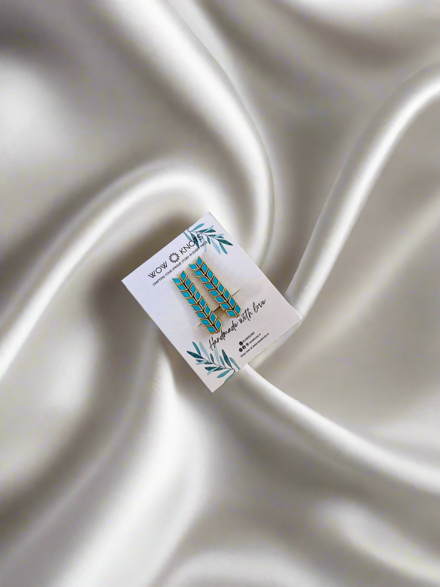 Sky Blue Kundan Hair Clip - Rhombus