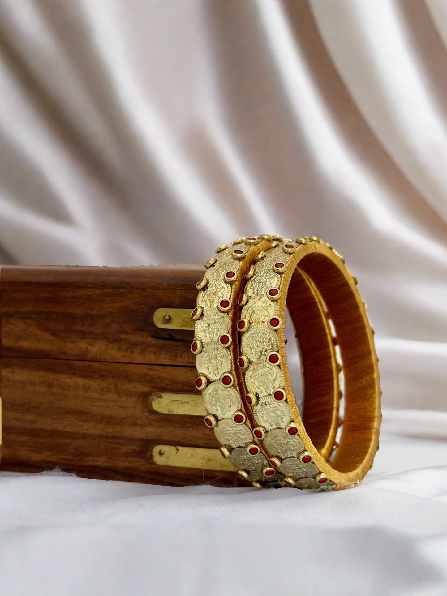 Maroon Silk Thread Coin Kada Bangles