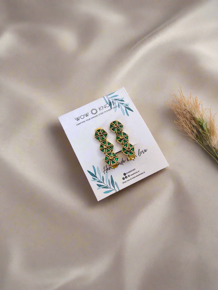 Green Kundan Hair Clips - Elegant Circles