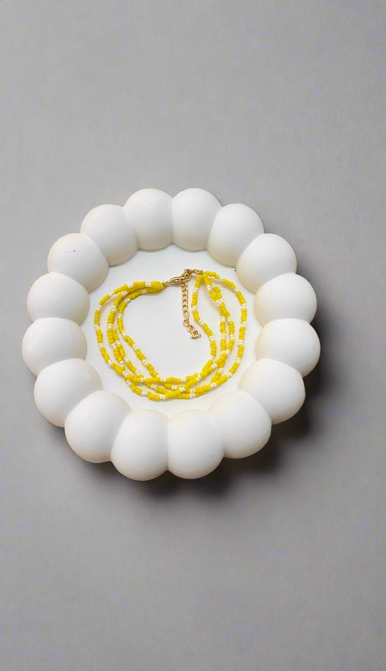 Four Layer Yellow with White Seed Bead Bracelet