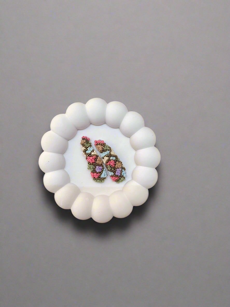 Multicolour French Knot Embroidery Hair Clip