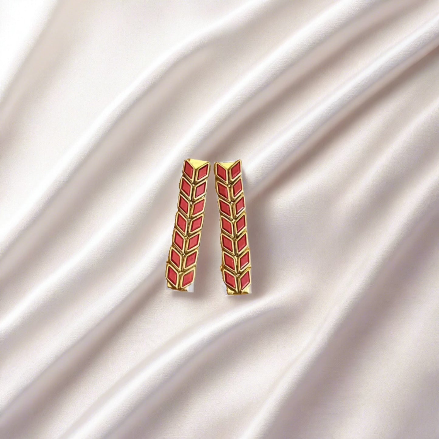 Honey Gold Kundan Hair Clip - Gold & Maroon with Diamond Kundans