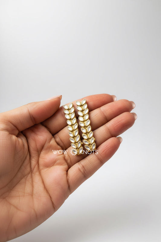 Silver Glossy Petal Kundan Hair Clip