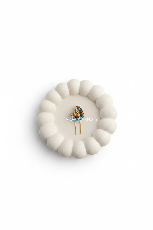 Blue Peacock Charm Hair Pin