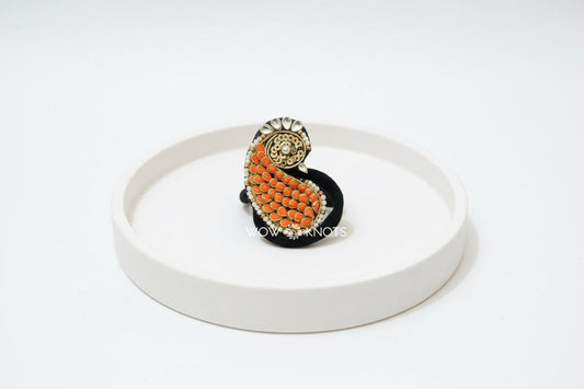 3D Peacock Kundan Rubber Band/Hair Tie