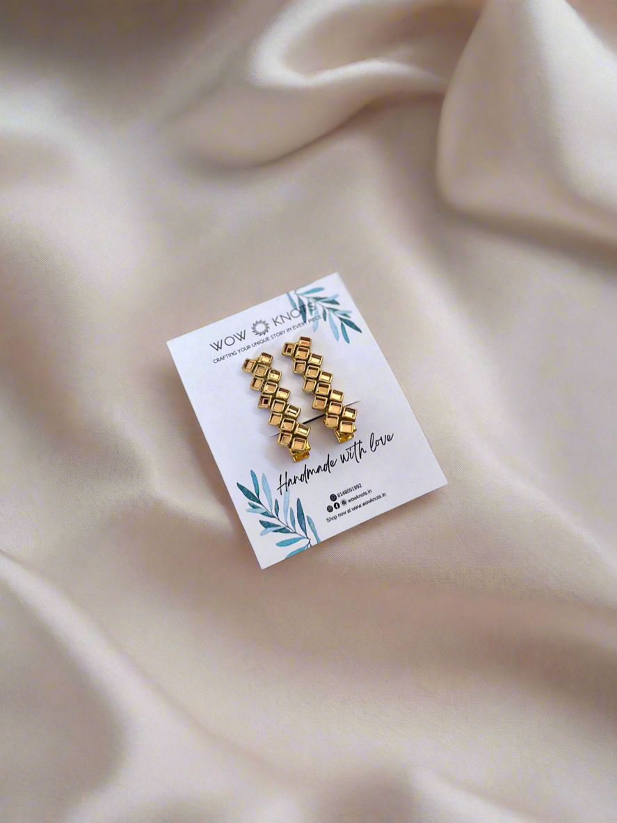 Gold Kundan Hair Clips - Squares