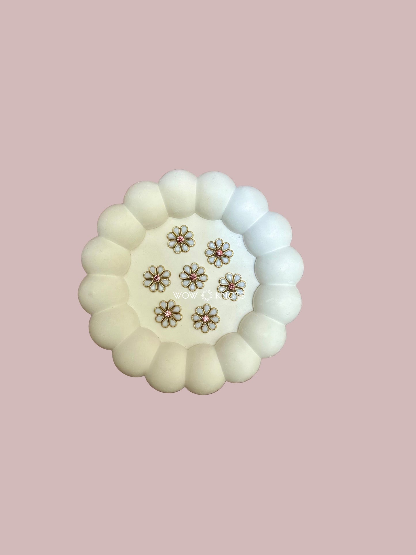 Handmade Kundan Flower Patch | Kundan Applique (Pack of 5) for Sarees, Lehengas & Blouses