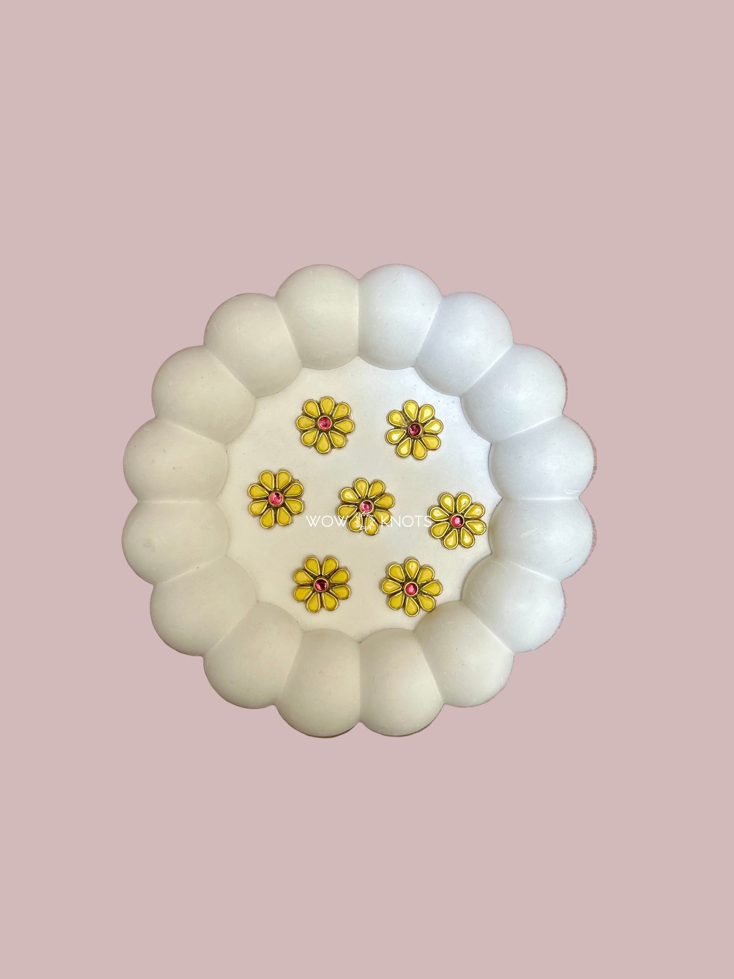 Handmade Kundan Flower Patch | Kundan Applique (Pack of 5) for Sarees, Lehengas & Blouses