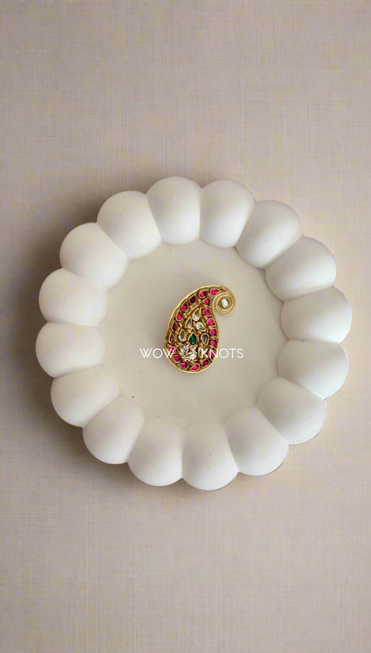 Mango Shaped Kundan Saree Pin/Brooch