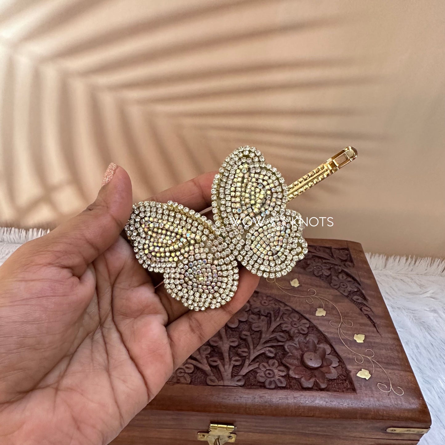 Kundan Centre Hair Clip - Shimmering Butterfly