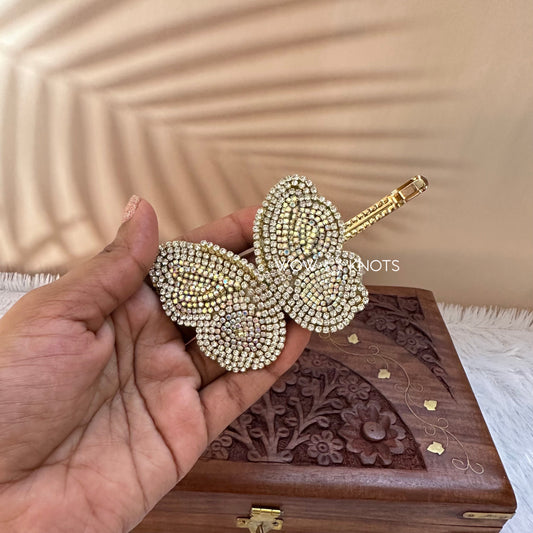 Kundan Centre Hair Clip - Shimmering Butterfly