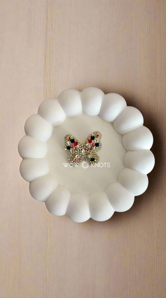 Scattered Stones and Beads Butterfly Brooch/Saree Pin