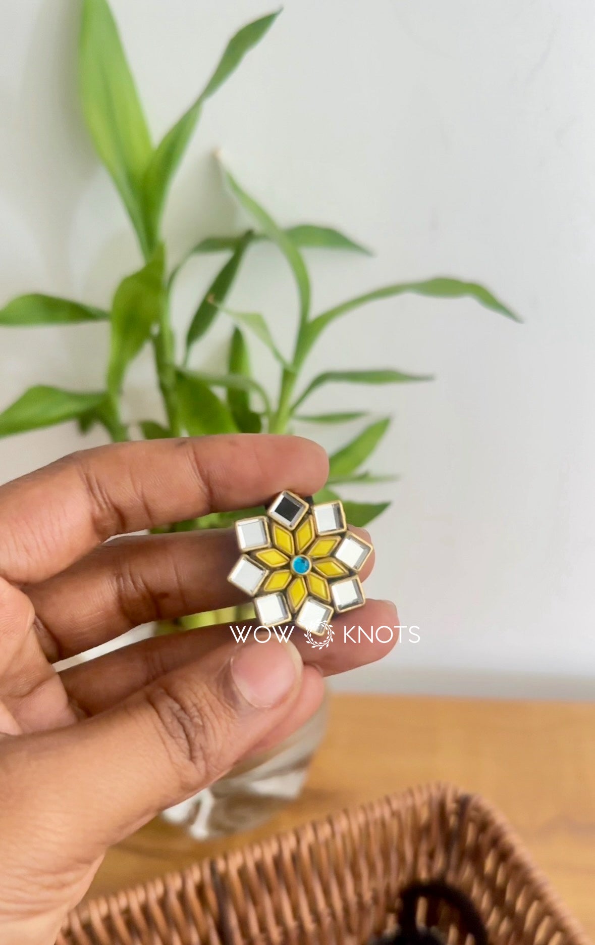 Small Diamond Flower Kundan Rubber Band/Hair Tie