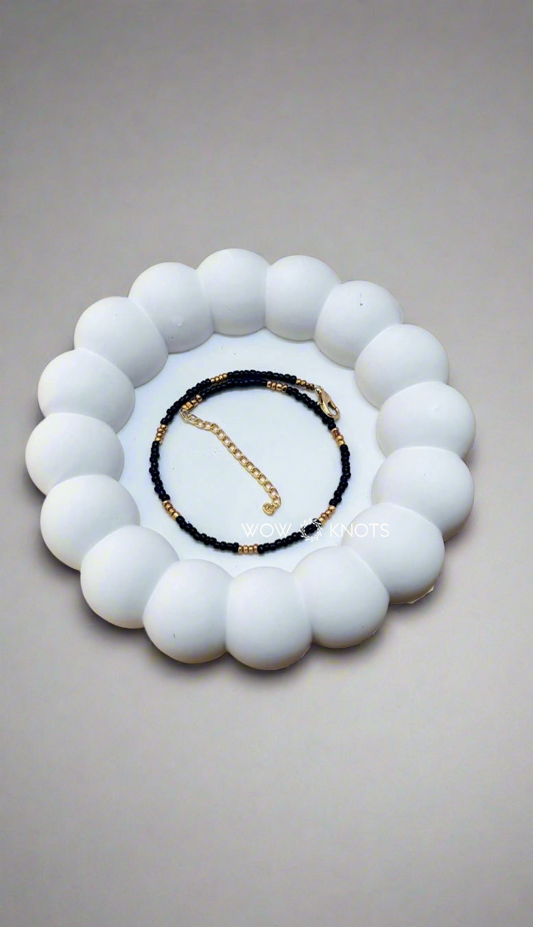 Black and Gold Bead Anklet/ Bracelet/ Chocker -BD01