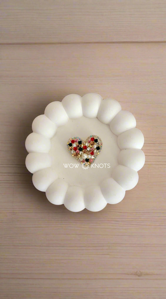 Scattered Stones and Beads Heart Brooch/Saree Pin